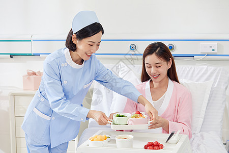 医院护理月子中心护工服务产妇吃月子餐背景