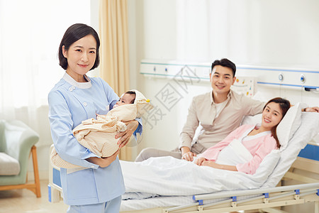 高档月子中心护工抱着婴儿形象高清图片