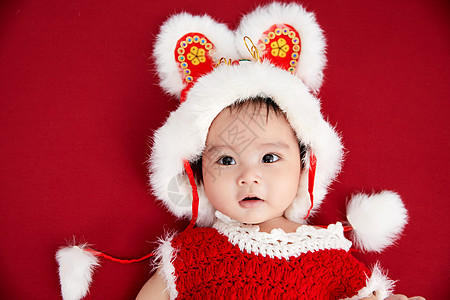 新年装扮的可爱婴儿高清图片