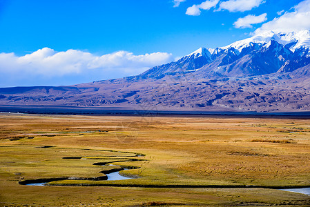 塔公草原新疆喀什帕米尔高原塔合曼湿地自然风光背景