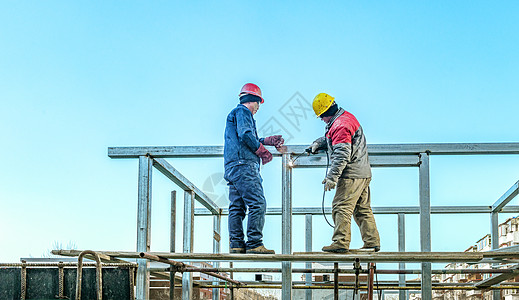 百度工作素材高层建筑工地建筑焊接作业背景