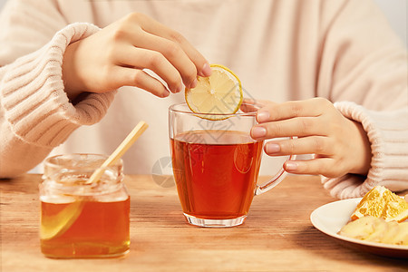 冬季红糖柠檬姜茶调制背景图片