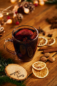 冬日热饮冬季圣诞养生热红酒背景