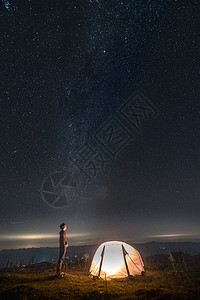 户外帐篷露营星空摄影背景图片
