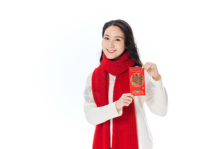 冬季女性发红包过春节图片