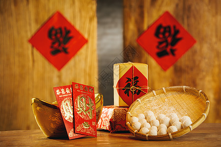 元宵节汤圆中式木门高清图片