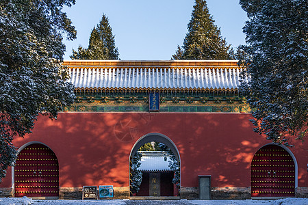 冬至背景中国江苏南京明孝陵雪景背景