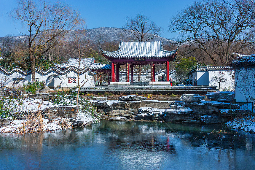 南京明孝陵红楼艺文苑雪景图片