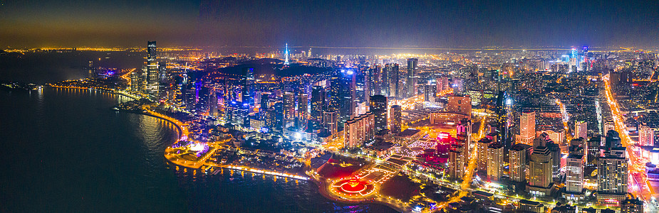 青岛东部新城区城市夜景图片