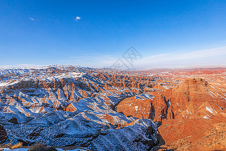 地理雪后的张掖平山湖大峡谷背景