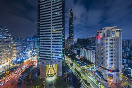 购物中心夜景大美深圳城市背景