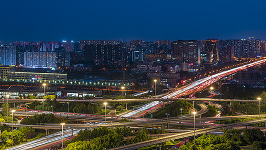 北京夜景四惠桥车流交通高清图片