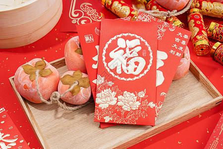 红包喜庆春节红包静物场景图背景