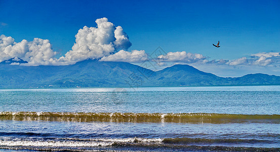 蓝天白云大海风光背景