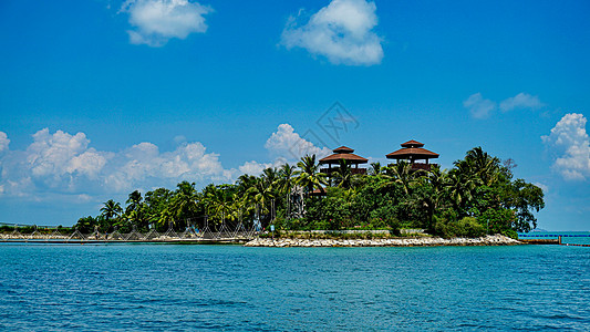 夏日海景新加坡圣淘沙的海岛背景