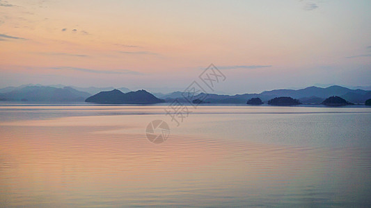 浙江风光傍晚千岛湖水库的风光背景