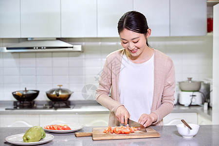 家庭主妇居家下厨切菜居家做饭图片