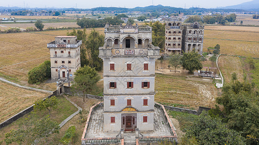 广东农村广东开平碉楼自力村景区背景