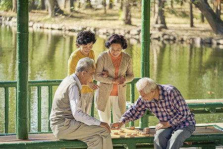 老年人公园下象棋图片