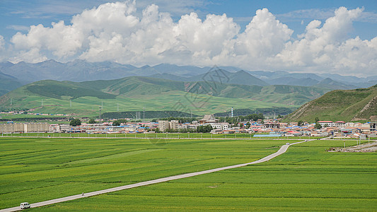 青海门源田园风光背景图片