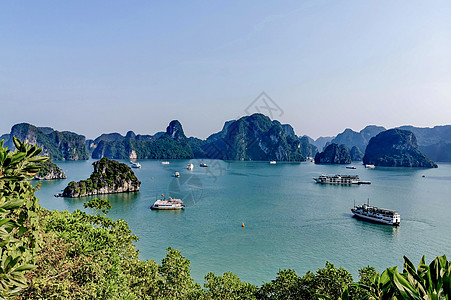 夏日风景越南海上桂林下龙湾背景