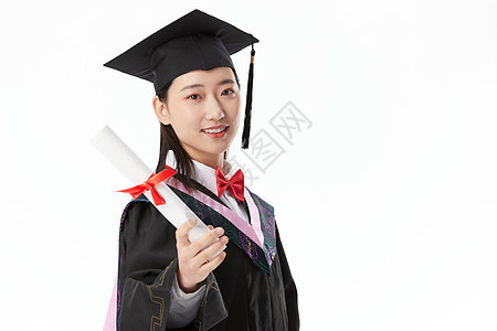 手拿毕业证的女大学毕业生背景图片