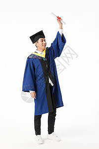 男硕士毕业生手举结业证书图片