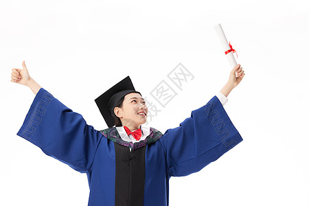 硕士研究生手举毕业证书高清图片