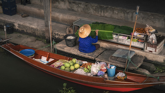 泰国水上市场水上贸易图片