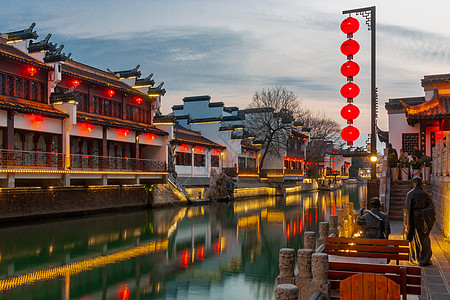 春节习俗南京秦淮灯会背景