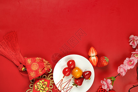 新年背景中国红小年高清图片