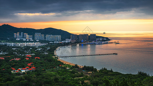 海南日落海南岛三亚鹿回头景区日落背景