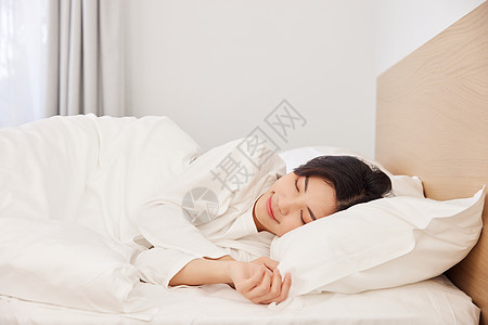 青年居家女性睡觉睡眠高清图片