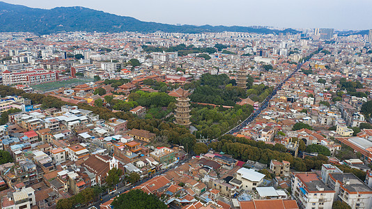 泉州开元寺福建泉州古城风光航拍背景