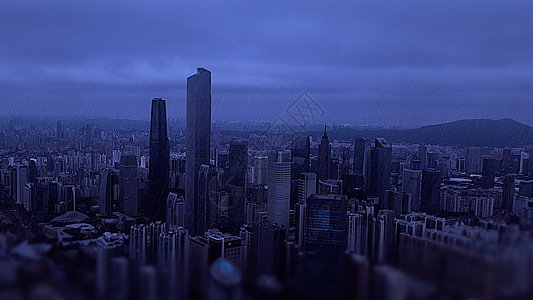 雨中的广州天河商务区背景图片