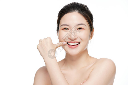 口腔美容冷光美白美女口腔健康牙齿护理展示背景