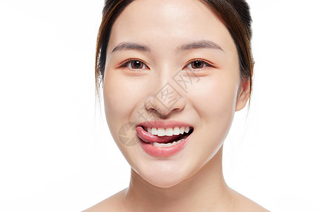 口腔美容冷光美白美女口腔健康牙齿护理展示背景