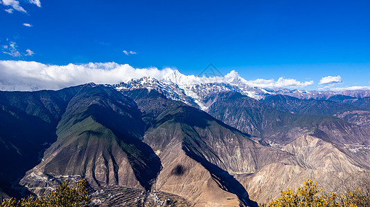 云南迪庆梅里雪山山峰真容背景图片