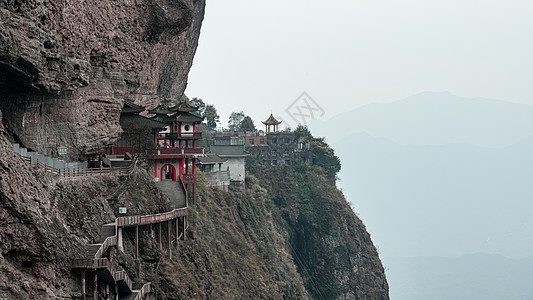 悬空旋转楼梯悬空古刹灵通寺背景