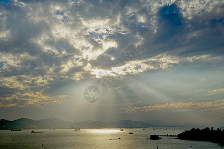 鼓浪屿码头厦门港日落背景