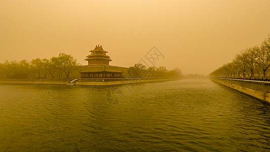 沙尘暴紫禁城故宫背景图片