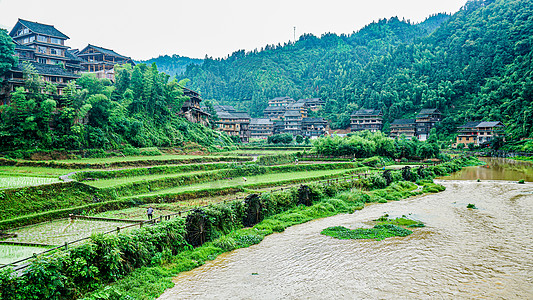 田园风景贵州黔东南肇兴侗寨背景