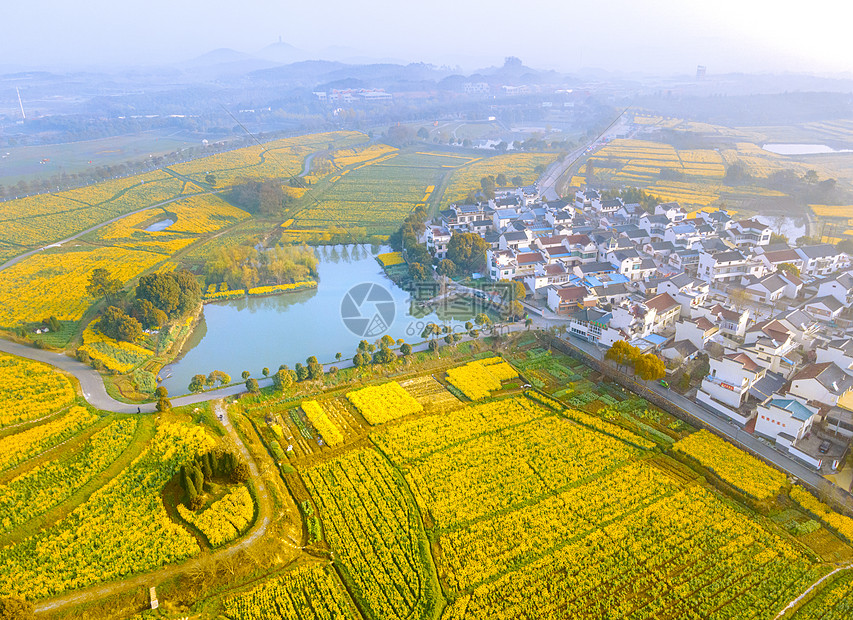 南京高淳国际慢城油菜花与乡村航拍图片