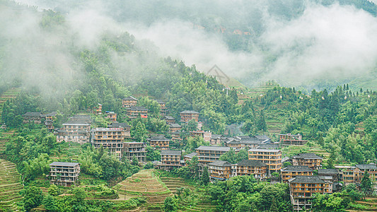 清明节踏青广西桂林龙胜龙脊梯田风光背景