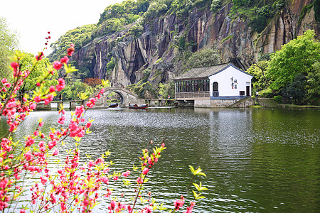 山水园林绍兴东湖春色背景