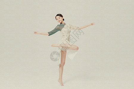 古典窗台插画工笔画东方古典旗袍美女舞者背景