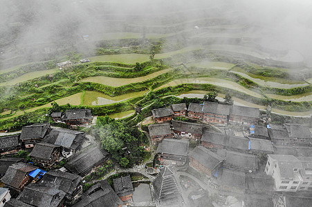 清明节踏青贵州黔东南侗寨田园风光背景