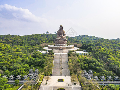 观音雕塑航拍佛山南海观音背景