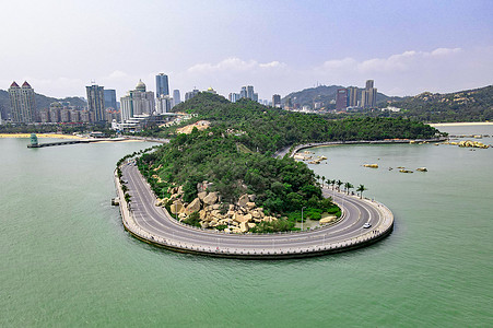 景观道路航拍珠海情侣公路背景