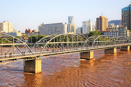 兰州黄河第一座桥中山桥高清图片